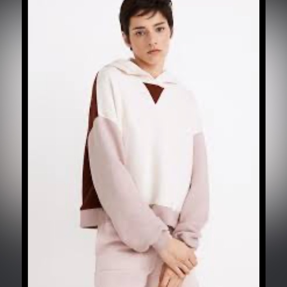 Madewell Tops - Madewell MWL airyterry hoodie sweatshirt crop colorblock XS